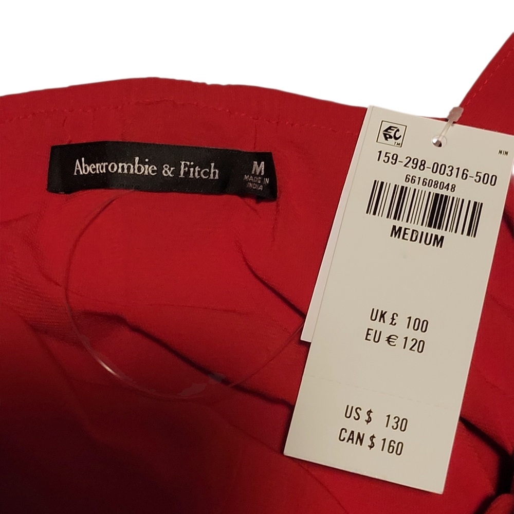 Abercrombie & Fitch Red Flutter-Sleeve Midi Dress with Side Slit, Size M - Picture 9 of 10